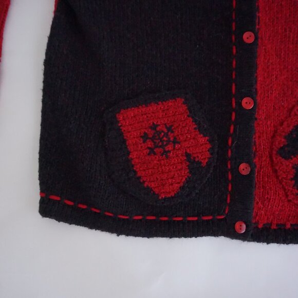 Vintage Christopher Banks Red Black Heart Mitton Cardigan Sweater Grandmacore L. - Picture 6 of 8
